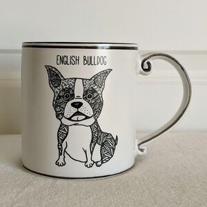 English Bulldog Print Ceramic Mug 21 oz. Microwave Top Rack Dishwasher Safe NWT